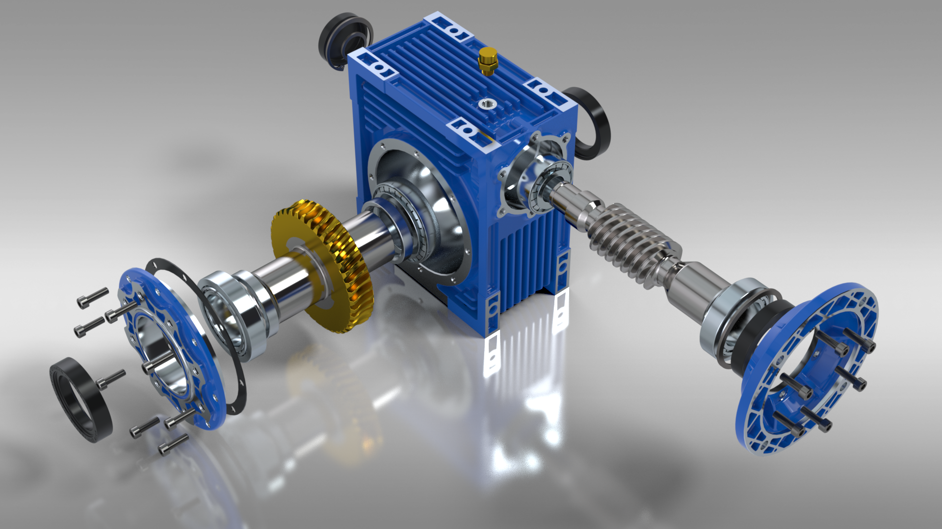 蜗轮蜗杆减速电机3D图纸 Solidworks设计